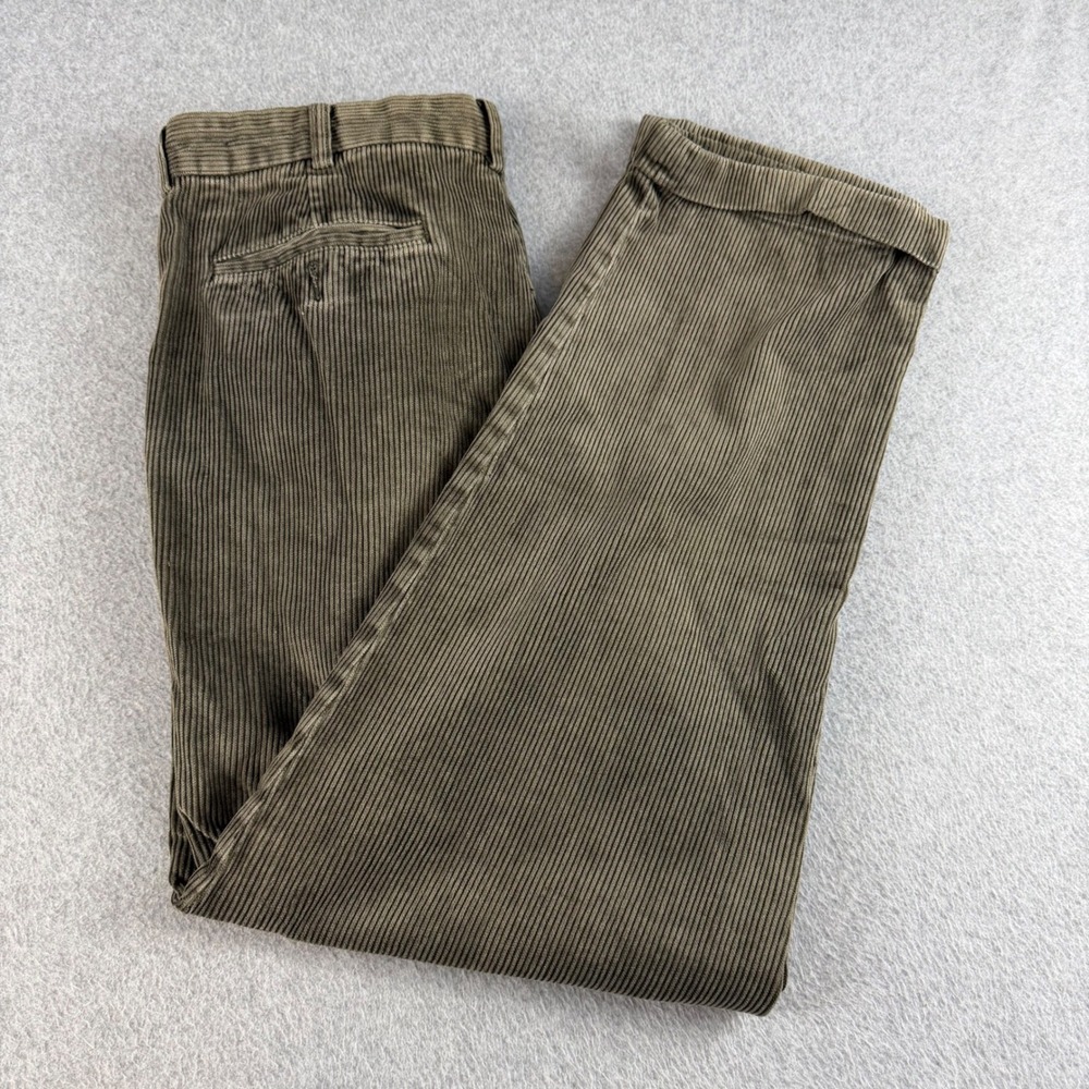 Brooks Brothers Elliot Corduroy Pants 36x32 (34x30) Olive Green Pleated NOTE